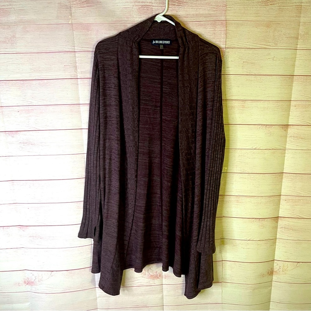 Ink Love & Peace Purplish Open Front Cardigan Sweater‎ Size Large